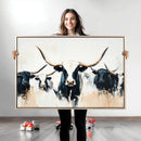Texas Longhorn Wall Art Canvas Print – Majestic Horned Bull