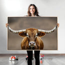 Texas Longhorn Wall Art Canvas Print – Brown Bull Rustic
