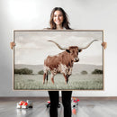 Texas Longhorn Wall Art Canvas Print – Framed Spotted Cattle by MyGreatCanvas | Canvas Wall Art Prints | Photo Prints & Wall Decor