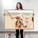 Texas Longhorn Wall Art Canvas Print – Framed Speckled Cow