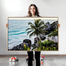 Tropical Coastline Wall Art Canvas Print – Framed Palm Tree
