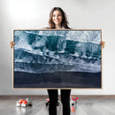 Black Beach Wall Art Canvas Print – Framed Aerial Ocean View