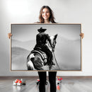 Western Wall Art Canvas Print – Framed Cowboy and Horse