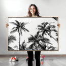 Palm Wall Art Canvas Print – Framed Monochrome Tropical