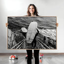 Black White Surfing Wall Art Canvas Print – Framed Coastal by MyGreatCanvas | Canvas Wall Art Prints | Photo Prints & Wall Decor