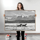 Wild Horses Wall Art Canvas Print – Framed Black White by MyGreatCanvas | Canvas Wall Art Prints | Photo Prints & Wall Decor