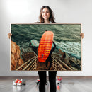 Surfer Stairway Wall Art Canvas Print – Framed Ocean Surf by MyGreatCanvas | Canvas Wall Art Prints | Photo Prints & Wall Decor