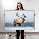 Elk Wall Art Canvas Print – Framed Snowy Forest Scene Art by MyGreatCanvas | Canvas Wall Art Prints | Photo Prints & Wall Decor