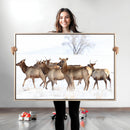 Winter Elk Scene Wall Art Canvas Print – Framed Wildlife by MyGreatCanvas | Canvas Wall Art Prints | Photo Prints & Wall Decor