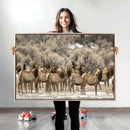 Elk Herd Scene Wall Art Canvas Print – Framed Rustic by MyGreatCanvas | Canvas Wall Art Prints | Photo Prints & Wall Decor