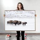Bison Herd Decor Wall Art Canvas Print – Framed Snowy Bison by MyGreatCanvas | Canvas Wall Art Prints | Photo Prints & Wall Decor