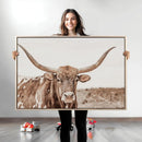 Longhorn Bull Photo Wall Art Canvas Print, Framed Rustic Cow by MyGreatCanvas | Canvas Wall Art Prints | Photo Prints & Wall Decor