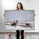 Bison Wildlife Wall Art Canvas Print, Framed Snowy Prairie by MyGreatCanvas | Canvas Wall Art Prints | Photo Prints & Wall Decor
