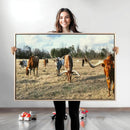 Texas Longhorns Wall Art Canvas Print – Framed Rustic Farm by MyGreatCanvas | Canvas Wall Art Prints | Photo Prints & Wall Decor