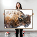 Snowy Buffalo Wall Art Canvas Print – Framed Rustic Lodge by MyGreatCanvas | Canvas Wall Art Prints | Photo Prints & Wall Decor