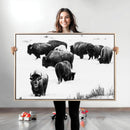 Buffalo Herd Wall Art Canvas Print – Framed Black and White by MyGreatCanvas | Canvas Wall Art Prints | Photo Prints & Wall Decor