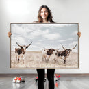 Majestic Longhorn Cows Wall Art Canvas Print – Rustic by MyGreatCanvas | Canvas Wall Art Prints | Photo Prints & Wall Decor