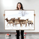 Snowy Elk Herd Wall Art Canvas Print – Majestic Winter by MyGreatCanvas | Canvas Wall Art Prints | Photo Prints & Wall Decor