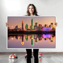 Colorful Dallas City Lights Night Skyline Wall Art Print
