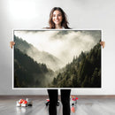 Misty Valley Wall Art Canvas Print – Foggy Forest Pine Trees