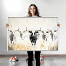Texas Longhorn Wall Art Canvas Print – Rustic Western Bull