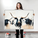 Texas Longhorn Wall Art Canvas Print – Majestic Horned Bull