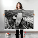 Black White Surfing Wall Art Canvas Print – Framed Coastal by MyGreatCanvas | Canvas Wall Art Prints | Photo Prints & Wall Decor