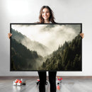 Misty Valley Wall Art Canvas Print – Foggy Forest Pine Trees