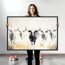Texas Longhorn Wall Art Canvas Print – Rustic Western Bull
