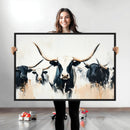 Texas Longhorn Wall Art Canvas Print – Majestic Horned Bull