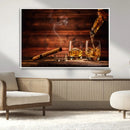 Whiskey and Cigar Wall Art Canvas | 3 Panel Bar Room Decor by MyGreatCanvas | Canvas Wall Art Prints | Photo Prints & Wall Decor