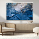 Navy Blue Canvas Art Abstract Print – Elegant Triptych
