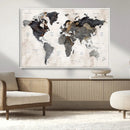Abstract Map Printing - Modern World Map Canvas Wall Art for