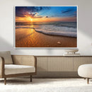 Sunset and Beach at Night Wall Art Canvas Print