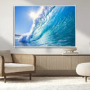 Blue Big Wave Surfing Ocean Canvas Wall Art Artwork Print