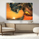 Surf Wave Sunset Canvas Wall Art Print, 3-Panel Ocean
