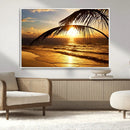 Golden Tropical Beach Sunset Canvas Triptych, Coastal Palm by MyGreatCanvas | Canvas Wall Art Prints | Photo Prints & Wall Decor