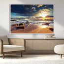 Golden Hour Beach Sunset Canvas Triptych, Ocean Waves and by MyGreatCanvas | Canvas Wall Art Prints | Photo Prints & Wall Decor