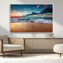 Sunset on Beach Wall Art Ocean Beach Canvas Print