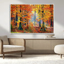Autumn Red Forest Triptych Canvas Wall Art Print, Forest