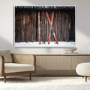 Vintage Ski Gear Canvas Print, Vintage Ski Gear Against