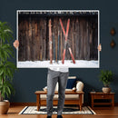 Vintage Ski Gear Canvas Print, Vintage Ski Gear Against