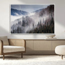 Beautiful Rising Fog in Winter Mountain Landscape- Framed