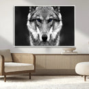 Black and White Wild Wolf Wall Art Canvas Print