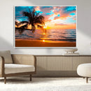Palm Tree Sunset On The Beach Wall Art Canvas, Framed Palm by MyGreatCanvas | Canvas Wall Art Prints | Photo Prints & Wall Decor