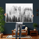 Forest Wall Art Print | Foggy Pine Forest Canvas Wall Art -