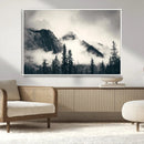 Forest Mountain Print - Black and White Canvas Wall Art with