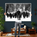 Bison Herd in Snow Wall Art Canvas Print | Rustic Western