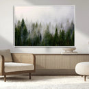 Misty Pine Forest Wall Art Canvas Print | 3 Panel Green