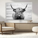 Scottish Highland Cow Cattle Art Print on Wood Background by MyGreatCanvas | Canvas Wall Art Prints | Photo Prints & Wall Decor